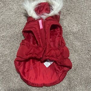 Lulu Pink Dog Jacket with Faux Fur Trim